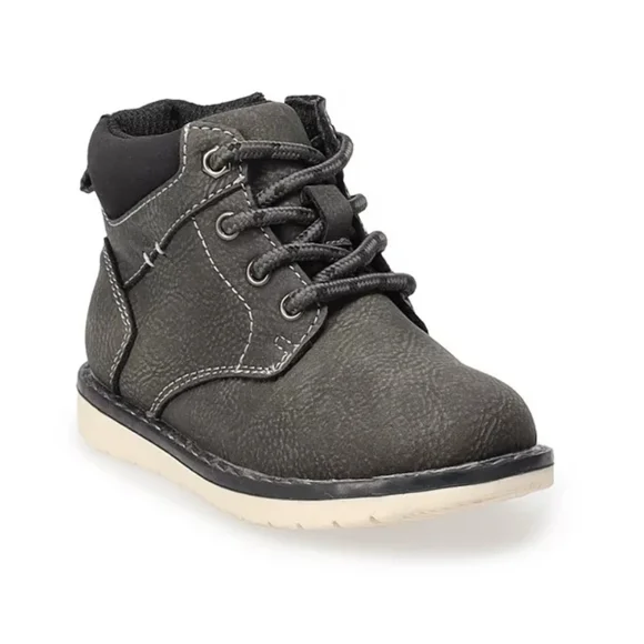 Jumping Beans Toddler Boys Ezraa Gray Boots Side Zip Sz 7T NWT - Picture 1 of 5